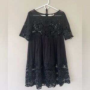 Anthropologie Black Lace Babydoll dress